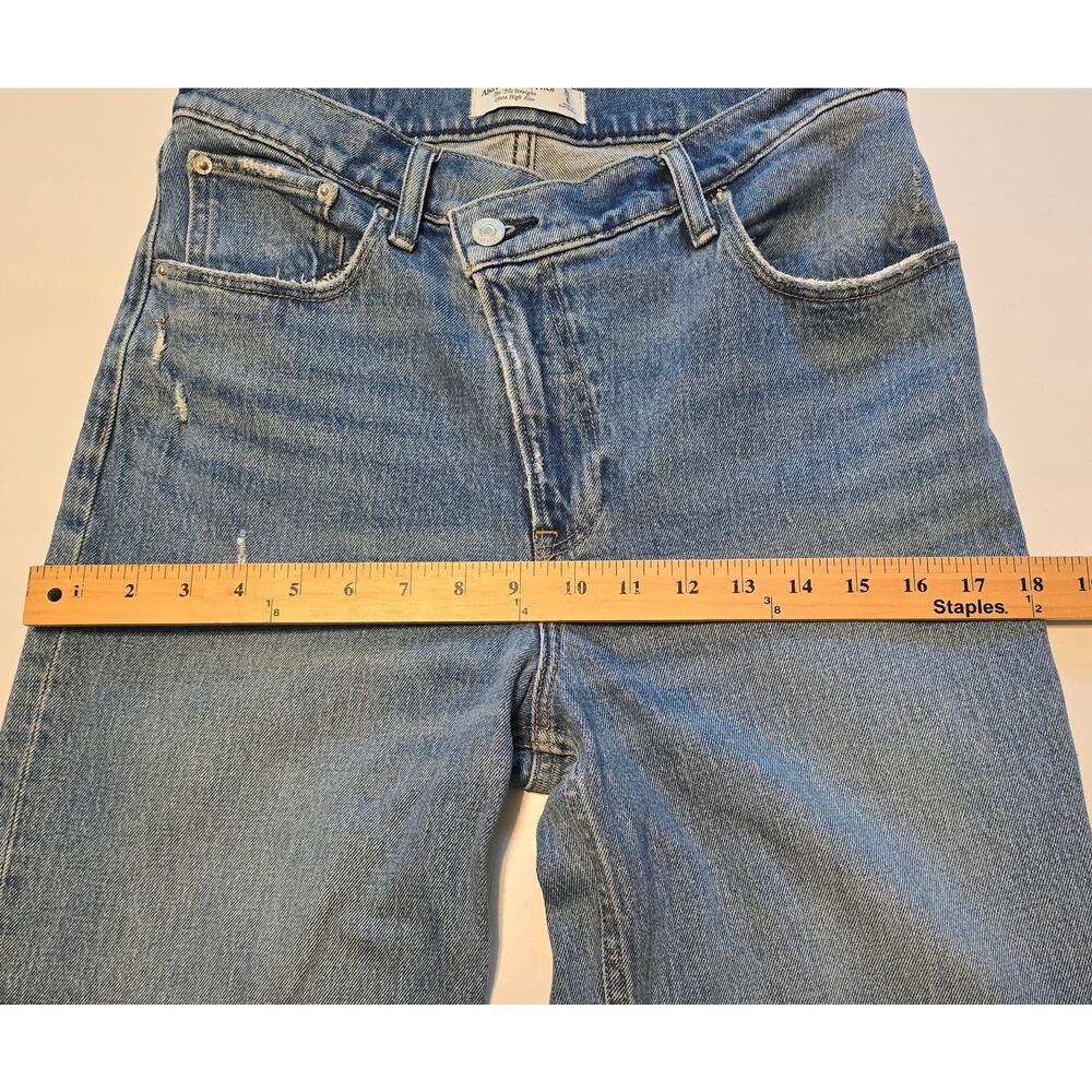 Abercrombie & Fitch 90s Straight Ultra High Rise Criss Cross Waist Jeans 6L Blue - Picture 13 of 16
